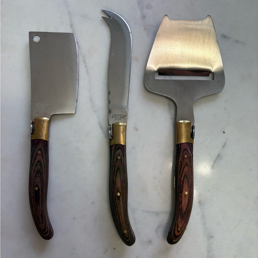 Authentic French Laguiole Cheese Knife Set – 3-Piece, Éclair 440 Stainless Steel